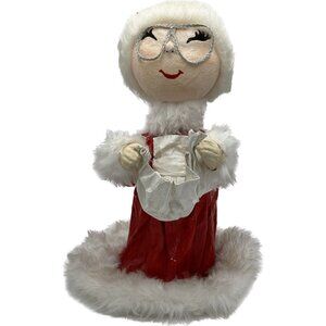 Vtg Handmade Bottle Doll Mrs. Santa‎ Claus Paper Mache Kitsch Granny Core 1970's
